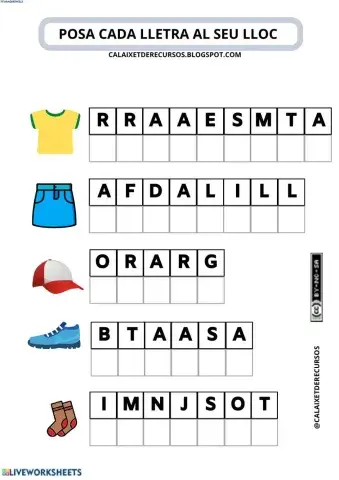 Posa cada lletra al seu lloc (roba)