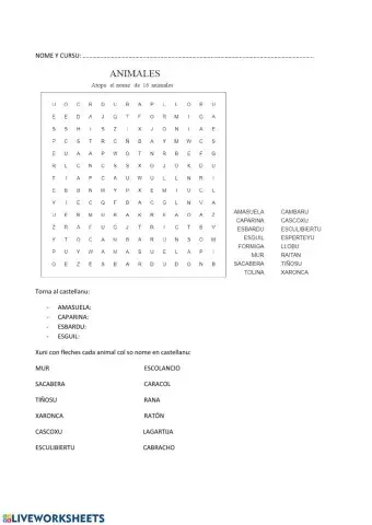 Sopa lletres animales