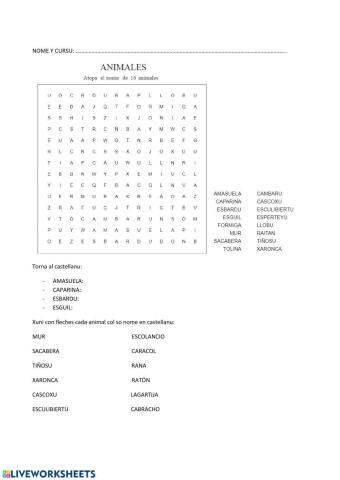 Sopa lletres animales
