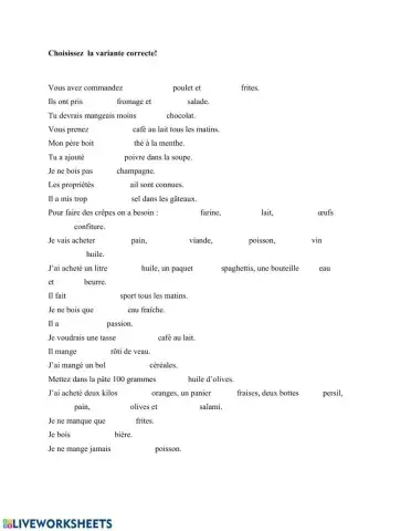 Les articles partitifs