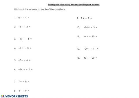 Adding and Subtracting Integers