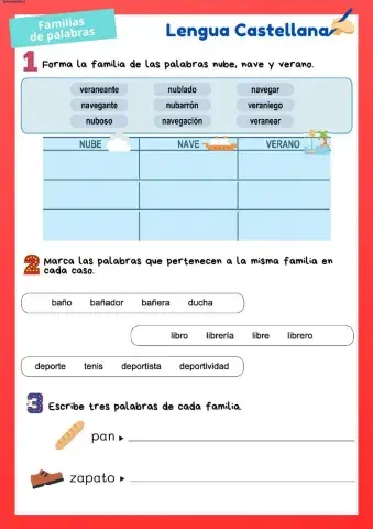 Familias de palabras y separar palabras.