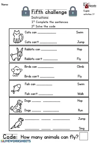 What can animals do? (Writing)