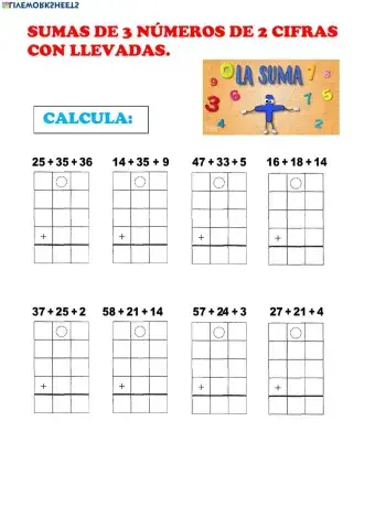 Sumas de 3 números llevando