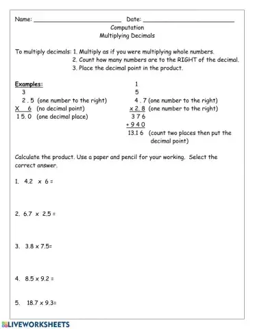Multiplying Decimals