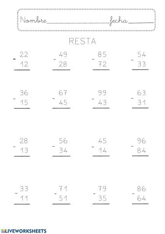 Restas sin llevar