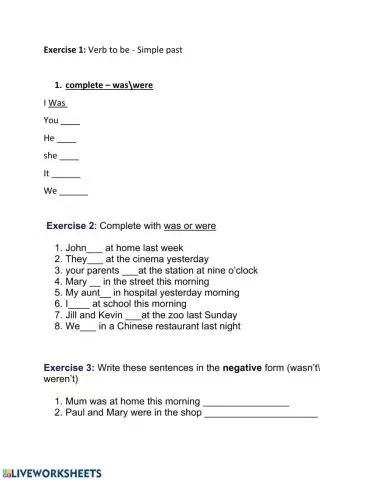 Were was to be (past)