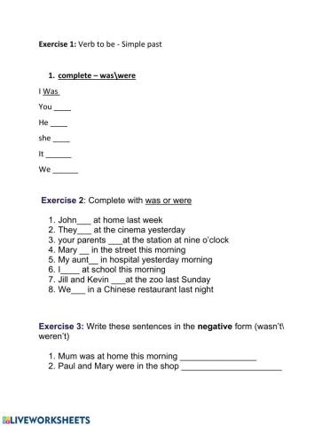 Were was to be (past)