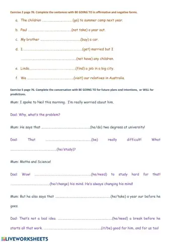 Activities future will-be going to