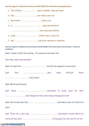 Activities future will-be going to