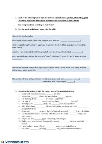 Infinitive and -ing form