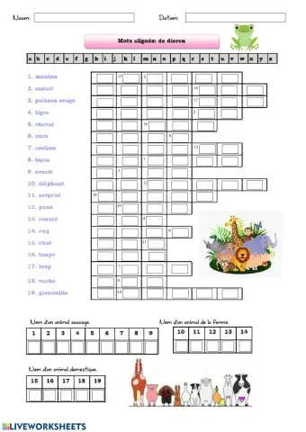 De dieren: mots alignés