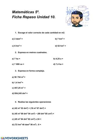 Matemáticas 5º. Repaso Unidad 10.