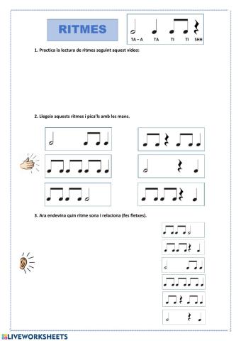 Ritmes: blanca, negra, corxeres i silenci de negra