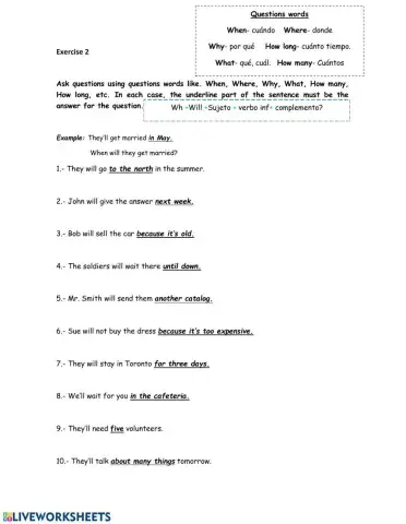 Future simple with will (questions words)