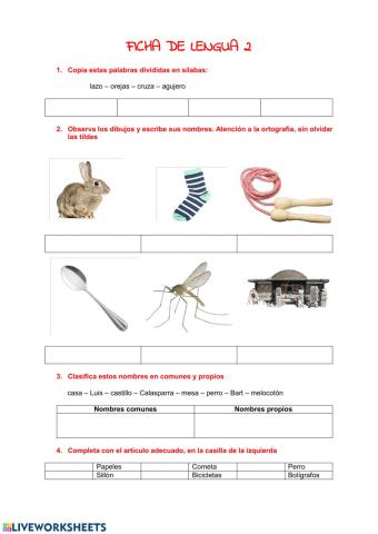 Sílabas y artículos