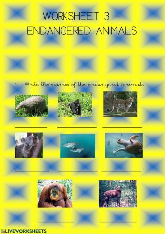 5º - Unit 3 - Worksheet 3 Endangered animals
