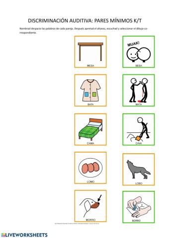 Discriminación auditiva. Pares mínimos b-m