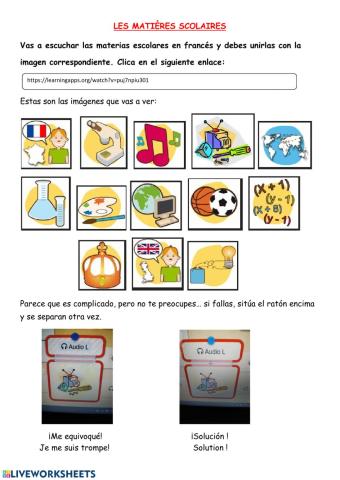 Les matières scolaires