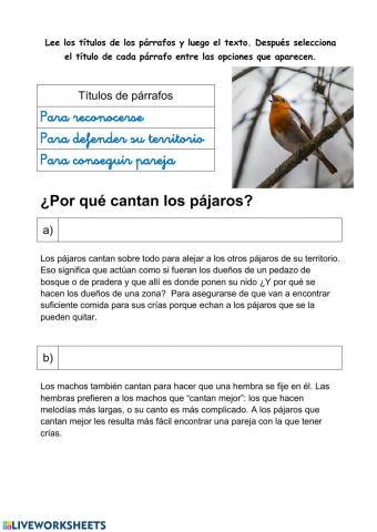 Por qué cantan los pájaros