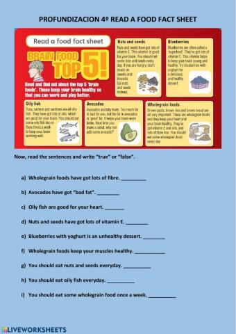 Reading about healthy food