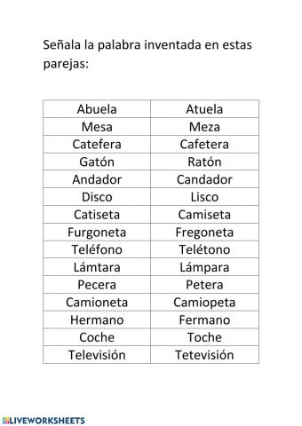 Descubre las palabras inventadas