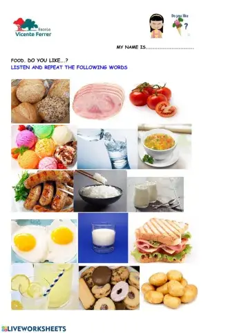 Listening. Food vocabulary.