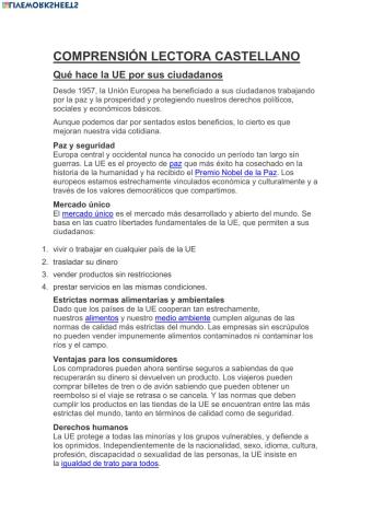 COMPRENSIÓN LECTORA UE