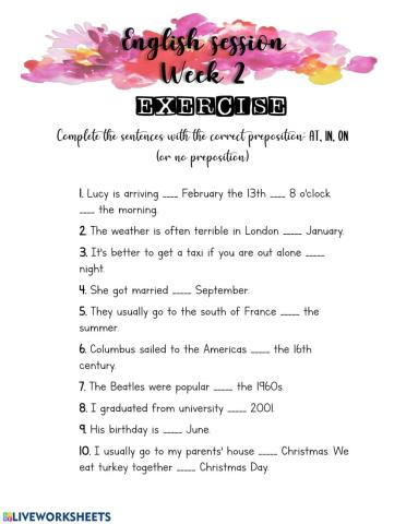 Prepositions of time