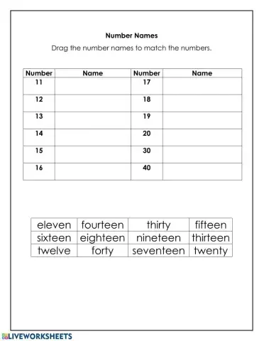 Number Names 11-20 &30,40