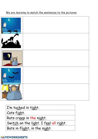 In the Night - Worksheet 2