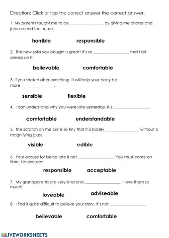 Changing Nouns to Adjectives