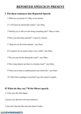 Reported Speech in present