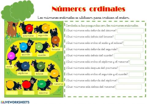 Números ordinales del 1 al 10