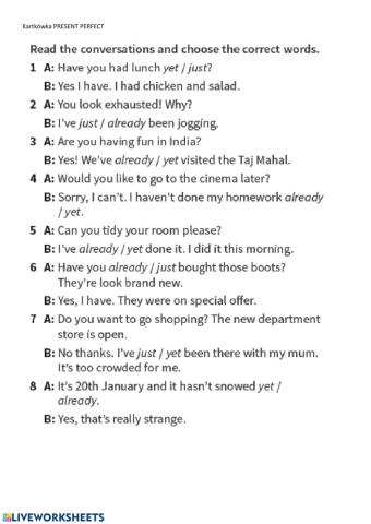 Present perfect - short test