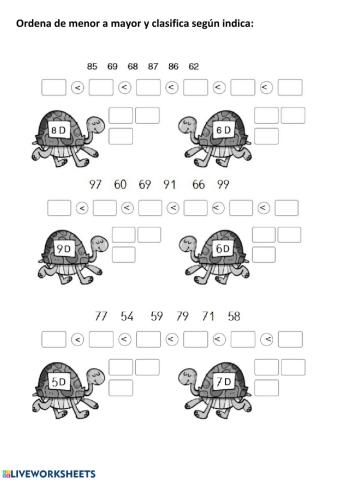 Ordenar números de menor a mayor