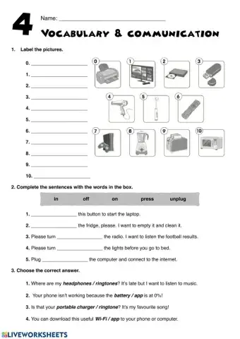 Useful things - Technology vocabulary Test
