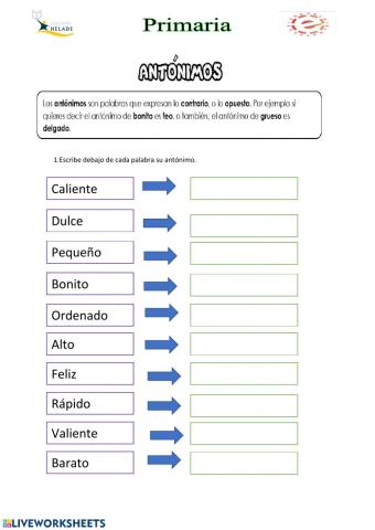 Antónimos Semana 4-8 de mayo