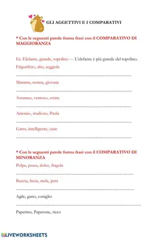 Aggettivi qualificativi: comparativi