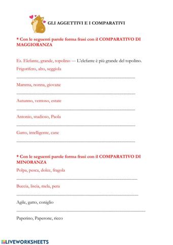 Aggettivi qualificativi: comparativi