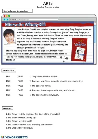 Tommy's Review (Reading Comprehension)