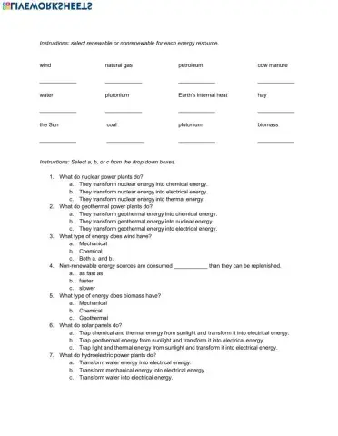 Natural Science 5th Grade ESL - Energy