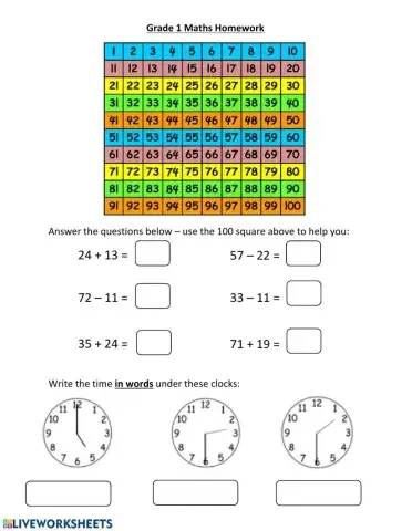 Grade 1 Maths Homework - 15-05-2020