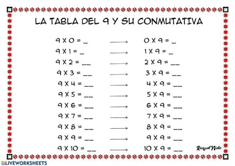 La tabla del 9