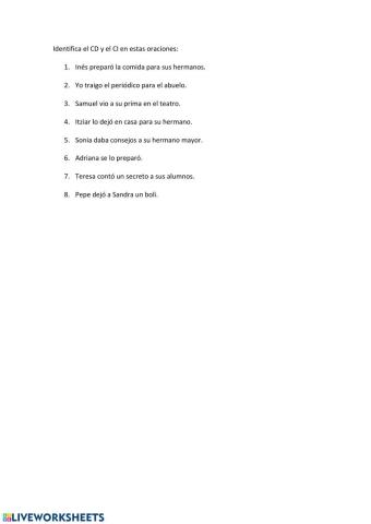 Complemento directo e indirecto