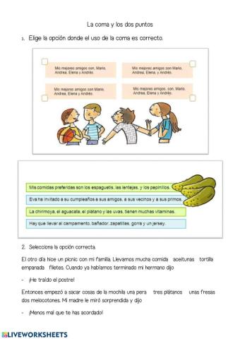 La coma y los dos puntos