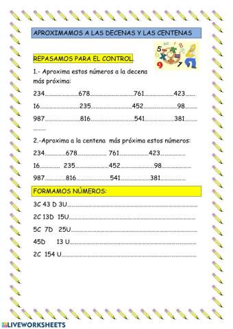 Aproximación a decenas y centenas,