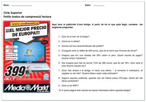 Comprensió lectora competencial 1