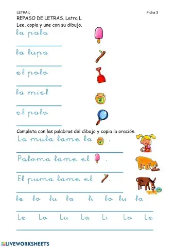 Lectoescritura-Ficha 3-Repaso l