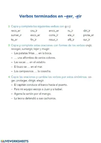 Verbos terminados -ger -gir